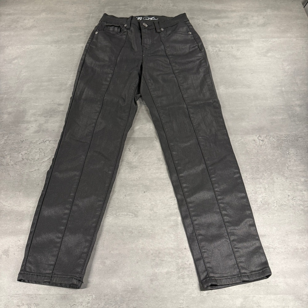 DG2 Diane‎ Gilman Faux Leather Pants Black Women 2P 24x26 Shiny Stretch Goth Alt